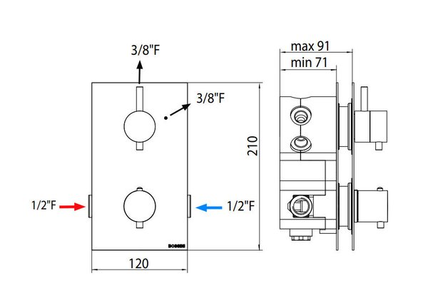 BOSSINI Z005206 Oki/2 Thermostat-Brausebatterie unterputz